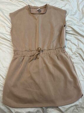 All in Motion Neutral Taupe Drawstring Waist Sleeveless Dress